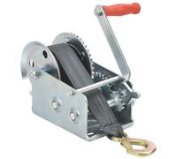 Hand Winch Silver & Black Iron+Polyester 40x29.5x17cm 1130kg Strap 8m 2spd Hook