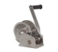 Hand Winch Stainless Steel 1100kg Capacity with Two-Way Self-Locking Device, Excludes Wire Rope, Gear Ratio 8:1 for Boat Trailer and Marine Use