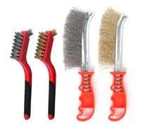Hand Wire Brush Set 4 Pcs with Stainless Steel Brush and Brass Brush,Wire Brush for Wood, Drill, Cleaning Welding Slag, Rust Removal, Angle Grinder, Bricks Wire Brushes(2 Big&2 Small)