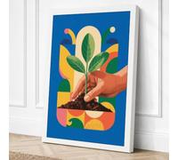 Hand with Growing Plant Canvas Wall Art Print 24x16 Inch