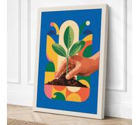 Hand with Growing Plant Canvas Wall Art Print 30x20 Inch