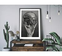 Hand with Reflecting Sphere by MC Escher. Vintage A3 A4 Art Print Drawing, Sketch Optical Illusion, Self Portrait Squid Game Gift (A4)