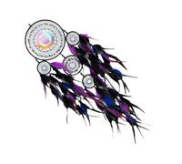 Hand Woven 3D McClème Rotating Colorful Owl Dream Catcher with Wings for Home Wall Hanging Decoration