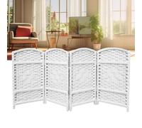 Hand-Woven 5-Panel Wicker Room Divider - Stylish Privacy Screen for Office, Living Room, Study, Dorm, Apartment - 50x30cm, Color 3, Space-Saving Decor
