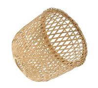 Hand Woven Bamboo Drum Pendant Lamp Shade for Hallway Lighting | Khaki Rattan Weave, 5cm Central Hole, Vintage Boho Style for Cafe Ambience and Wall Sconce Use