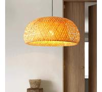 Hand-Woven Bamboo Pendant Light Double-Layer lampshade Bamboo-Woven Hollow Ceiling Light Chandelier Ceiling Lamp for Bar, Coffee, Dining Room, Hotel