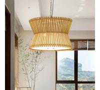 Hand-Woven Bamboo Pendant Light Natural an Chaner Southeast Asian Style Pendant Lamp Anti-Mold Hanging Lamp Adjustable Height Droplight for Entrance Cafeteria Bar Passageway