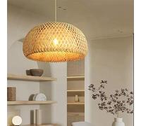 Hand-Woven Bamboo Pendant Light with Plug in Cord,Bamboo Ceiling Lamp, Natural Rattan Hanging Lighting Fixture for Kitchen Island Farmhouse Living Room Dining Room,15inch Comfortable anniversary