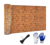Hand Woven Bamboo Privacy Fence Roll - Outdoor Screening Curtain Natural Shade Panel for Balcony Garden Patio Backyard - 5ft H x 6.6ft L