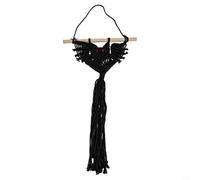 Hand Woven Bat Macrame Wall Hanging Tapestry, Boho Cotton Rope Halloween Decor for Living Room, Bedroom, Fireplace, Indoor Outdoor Use - Beige or Black(This is the figure black short)