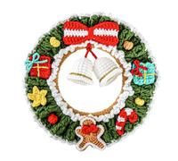 Hand Woven Bell Wreath, With Festive Crochet Design, 19x19cm, Christmas Wreaths, Christmas Crochet Garland, Detailed Touch And Easy To Display, For Winter, Porch, Living Room, Fireplace