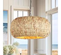 Hand-Woven Boho Pendant Light, Seagrass Weaving 45Cm 5-Light Bohemian Lamp Shade Natural Hanging Ceiling Light Coastal Chandelier for Kitchen Island Dining Room Restaurants