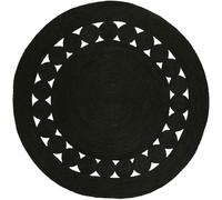 Hand Woven Braided Jute Area Rug, Eco-Friendly Jute, Solid Colors, Sustainable Bohemian Carpet for Living Room, Kitchen, Bedroom, Entryway Size Color - Black -9' Round / 270 cm x 270 cm