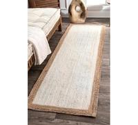 Hand Woven Braided Jute Area Rug, Natural Fiber Carpet for Living Room, Bedroom, Kitchen, Entryway Eco-Friendly, Durable Braided Texture Off White Color Size - 4' x 18' Runner / 120 cm x 540 cm