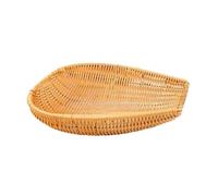 Hand Woven Bread Basket, Handmade Dustpan Kitchen Organization Imitation Rattan Winnowing Basket Fruit Tray for Drying, 9.84x10.24x3.54 inch