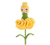 Hand Woven Carnation Flower Fairy Finished Product Home Decoration Crocheted Bouquet Cute Knitting Needles Set for Beginners (YE1, One Size)