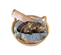 Hand Woven Cat Bed - Small Dogs Sofa Bed with Toy Tail,Breathable Kitten Shaped Indoor Puppy Bed Mat with Cooling Mat for All Seasons