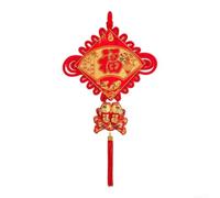 Hand-Woven Chinese Knot Tassel Red Velvet Wall Hanging(A)