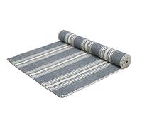 Hand Woven Cotton Organic Yoga Mat- Handloom Made in India- for Gym Floor Exercise- Striped Design- Runner for Bedroom (2'x5', Grey)