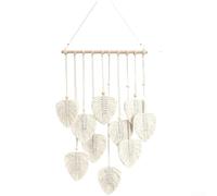 Hand Woven Cotton Rope Leaf Wall Hanging 90cm Boho Decor(Style D, Beige)