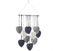 Hand Woven Cotton Rope Leaf Wall Hanging 90cm Boho Decor(Style F, Gray)