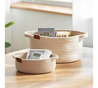 Hand-Woven Cotton Rope Storage Basket - Small, Medium & Large Multipurpose Organizer for Snacks, Toys, Clothes & Home Décor (Set of 3 (Small, Medium, Large))