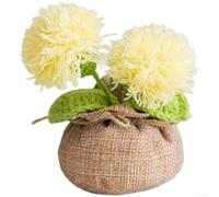 Hand Woven Dried Peony Ball Potted Plant Home Decor(Yellow)