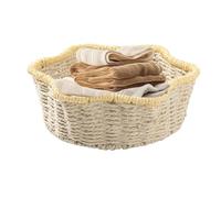 Hand Woven Food Serving Basket, Food Serving Holder Imitation Rattan Basket for Kitchen, Handwoven Decorative Fruit Storage Holder for Living Room Home Nursery Pantry Dining Table Kitchen Easter Chris