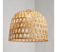 Hand-Woven Lamp Shade Wicker Pendant Lights Natural Basket Hanging Ceiling Large Wicker Lighting Fixture Farmhouse Ceiling Light for Kitchen Living Room Foyer Entryway