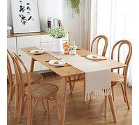 Hand-Woven Linen Table Runner - Elegant Home Decor for Events & Parties 33cm x 200cm Versatile Table Cover Perfect for Dining & Wedding Decorations (Color: Flax3)