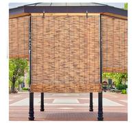 Hand-Woven Natural Reed Curtains,Outdoor Wicker Roller Blinds for Windows,Carbonization Rattan Bamboo Roller Blinds with Lifter,for Decorative, Sun Protection,Customizable,75x110cm/29.5x43.3in(WxH)