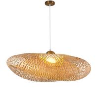 Hand Woven Pendant Light Cord Country Bird's Nest Ceiling Suspended Lighting Personalized Bamboo Wicker Shade Pendant Lamp Fixture Southeast Asia Style Hanging Lights for Ceiling