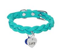 Hand-Woven Personalized Engraved Dog Cat ID Collar Suede With Name Tag For Chihuahua Pug Yorkshire Terrier,Blue,XS