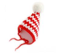Hand Woven Pet Christmas Hat with Striped Fur Ball - Festive New Year Costume for Small Dogs, Teddy & Kittens, Cute Knitted Headdress Accessory(1,L)