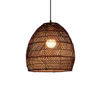 Hand-Woven Rattan Art Hanging Lights Creative Elegant Pendant Light Semi-Flush Mount Chandelier Lantern Birdcage Suspensiom Lamp for Kitchen, Bedroom, Dining Room, Restaurant