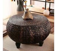 Hand Woven Rattan Coffee Table - Rustic Wicker Round Table for Living Room - Versatile Tatami Tea Table Ideal for Home Decor