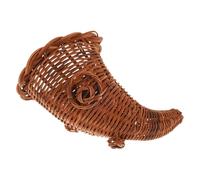 Hand-woven Rattan Cornucopia Basket for Bread and Fruit