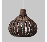 Hand-Woven Rattan,Creative Gourd-Shaped Bamboo Pendant Light,E27 Lighting Fixture,Hollow Lampshade,Decorative Hanging Lamp for Living Room Dining Room Bedroom (Brown)