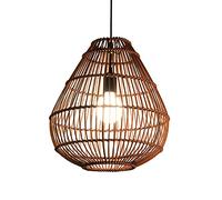 Hand-Woven Rattan Hanging Lamp with E27 Light Source, Ceiling Chaner Lampshade, Bamboo Lantern Pendant Light for Restaurant, Bar, and Farmhouse Decor