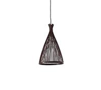 Hand-Woven Rattan Pendant Lamp, E27 Single Head Hanging Light, Flush Mount Bamboo, Lighting Fixture for Bedroom Study, Adjustable Height