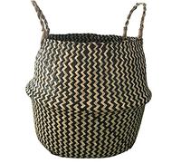 Hand Woven Seagrass Belly Basket with Handles Storage Plant Pot Laundry Picnic Grocery