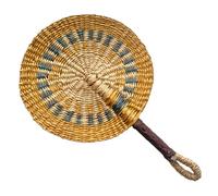 Hand Woven Seagrass Fan - Natural Cooling Fan 43cm, African Traditional Braided Handheld cooling Fans Wall Home Decoration(Style E)