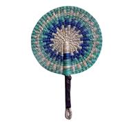 Hand Woven Seagrass Fan - Natural Cooling Fans 43cm, African Traditional Braided Handheld cooling Fan Wall Home Decoration(Style D)