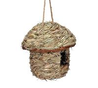 Hand-Woven Shaped Eco-Friendly Birds Cages Nest Roosting,Grass Bird Hut,Hanging Bird House,Cozy Resting Place,100% Natural,Garden Gift (Birdhouses-A)