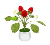 Hand-Woven Strawberry Potted Crochet Plant Decoration for Home Desk Ornaments, Crochet Potted Decoration, Woolen Yarn Craft, Compatible with DIY Knitting Gifts(STRAWBERRY)