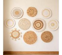 Hand Woven Wall Basket, Boho Decor, 9 Pieces Rustic Wall Baskets with Weave Ergonomic Home Organizer Wall Basket with Stylish Design, Wall Baskets