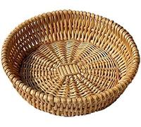 Hand-Woven Wicker Basket, Round Natural Willow Serving Bowl for Bread, Fruit & Vegetable Storage, Rustic Kitchen Gift Basket 25 x 8cm