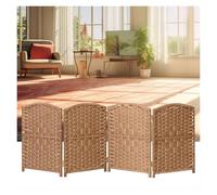 Hand Woven Wicker Room Divider - 4/5/6 Panel Folding Screen for Living Room, Bedroom & Office - Stylish Short Dressing Screen (Color-2, 80x40CM, 4 Pieces)