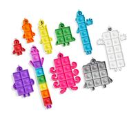 hand2mind Numberblocks Sensory Bubble Poppers Push Pop Fidget Toys Keychains for Kids Counting Math Manipulatives Calm Down Corner Supplies Presc