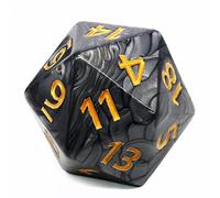 Handan 55mm Titan Large Pearl Color D20 Dice, 20 Sided Cube D&D Dice Set for Dungeons and Dragons, RPG, MTG Table Games (Black)